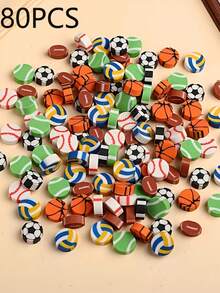 80 PCS Mini Ball Erasers, Football And Baseball Erasers, Back To School, First Day Of School - Multicolor - View 8