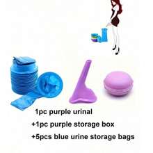 Best-Selling 2-Piece Set, 1 Portable Silicone Female Urination Funnel + 1 Storage Box, Compact Foldable Design With Portable Case, Reusable Standing Urination Device, Suitable For Travel, Camping, Hiking, Hygiene Product - Urinal Set (Includes Storage Box) + 5pcs Cleaning Bags - View 12