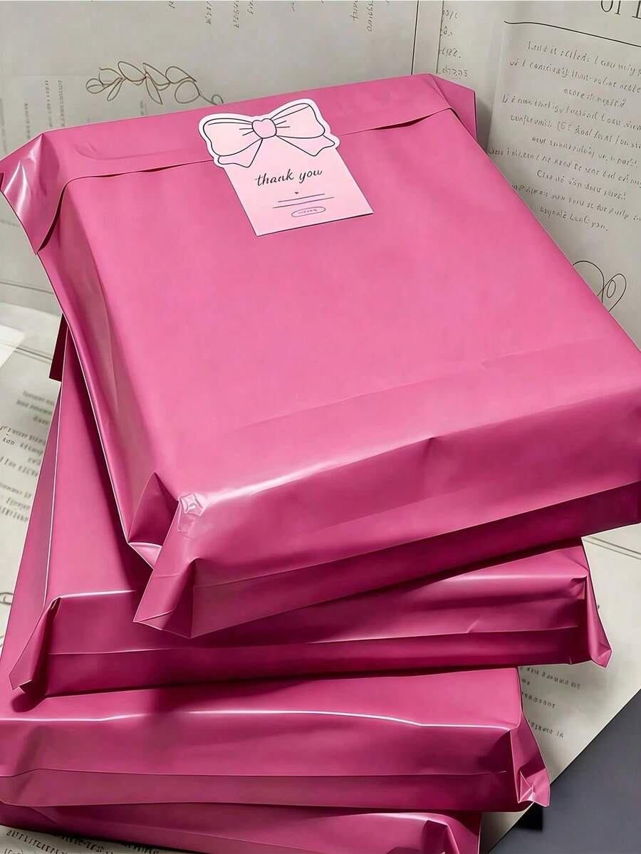 Kantong Pengiriman Kemasan Warna Pink dengan Stiker Ucapan Terima Kasih Pita, Amplop Kurir Perekat Otomatis, Kantong Kemasan Produk, Cocok untuk Pengiriman Paket Aksesori, Kemasan Kerajinan Tangan, Pengiriman Hadiah, Pengemasan Harian Pengecer - Beraneka warna - View 1
