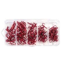 HENGJIA Kail Pancing Tiga Mata Air Asin 100 buah Ukuran Campuran Kail Pancing Tiga Mata Warna Merah Cocok Untuk Crankbait, Spinnerbait, Umpan Keras, Kail Pengganti - Merah - View 2