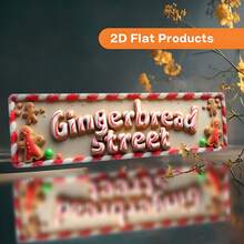 2D Flat - A Humorous Vintage Style Metal Sign, Featuring Gingerbread Candy Cane Design, Suitable For Use In Bars, Halloween, Christmas And More, Pre-Drilled Holes As Shown In Dimension Diagram - Multicolor - View 1