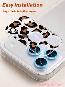 1pc Yellow Brown Leopard Print Camera Lens Protector Film, Compatible With IPhone 17Pro/17 Pro Max; Made Of Tempered Glass, Full Coverage Design, High Definition & Transparent, Scratch-Resistant & Anti-Fingerprint, Compatible With Phone Cases, Easy To Install. - Clear - View 5