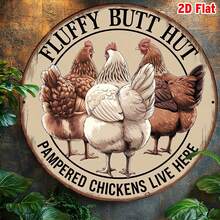 1pc Vintage Metal Sign, Featuring Fluffy Chicken Butt Cottage, 7.87 Inch Diameter, Designed For Country Farmhouse Decor, Barn And Expansion - A - View 6