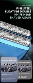 Kemei KM-T400 Electric Shaver For Men, Beard Trimmer, Cordless Shaver, Floating Dual Blades, Wet & Dry Use, Powerful Motor, LED Display, USB Charging, Electric Reciprocating Shaver - Multicolor - View 7