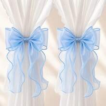 1/4 Pack French Style Bow Curtain Tiebacks, Sheer Satin Ribbon Curtain Tiebacks, Multi-Color No-Drill Curtain Tiebacks, Suitable For Semi-Sheer And Regular Curtains, For Bedroom, Living Room, Romantic Home Decor - Multicolor - View 4