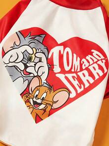 TOM & JERRY X PETSIN 1件爱心卡通可爱印花红白拼接时尚猫狗通用弹力舒适狗狗T恤 - 彩色 - 查看 7