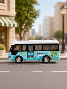 Cartoon Pattern Bus Toy, Mini Realistic City Tour Bus Model Car, Cute Colorful Toy Car, Desktop Decoration, Birthday Holiday Gift For Boys And Girls Children - Multicolor - View 7