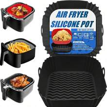 Reusable Silicone Air Fryer Liner, Silicone Air Fryer Baking Tray, Air Fryer Accessories, Kitchen Supplies, Disposable Parchment Paper Alternative - Multicolor - View 2