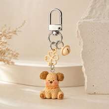 1pc/2pcs Unisex Cute Cat & Dog Resin Pendant, Colorful Baked Paint Four-Leaf Clover Bell Accessory Keychain, Couple Bag Charm - Multicolor - View 6