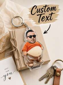 2D Flat, 1pc Custom Acrylic Photo Keychain, Personalized Plush Squishy, Custom Photo. Relax Funny Creative Keychain, Schoolbag Pendant Custom Backpack Decoratiir Valentine's Day Gift For Boyfriend/Girlfriend, Cat And Dog Memorial Gift. - Multicolor - View 5