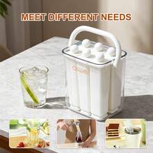 6-Cavity Portable Handle Ice Lolly Mould Set, Reusable DIY Popsicle Mold Tray With Storage Box, Long Ice Stick Maker For Cocktails, Beverages & Homemade Ice Pops - White - View 2