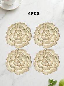 1/4/6/8/12入 金色PVC創意花朵造型餐墊，透明線條現代設計，防滑耐熱易清潔可擦拭，適用於餐桌保護耐熱墊，婚禮節日餐桌裝飾，居家房間檯面裝飾，四季通用 - 金色 - 查看 14