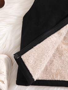 Boys' Fashion Casual Outerwear Inner Layer Vest, Solid Black Stand Collar Zipper Sleeveless Jacket, Autumn/Winter - Black - View 6