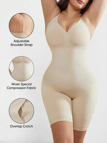 Suprenx 1pc Plus Size Women's Bust Lift, Tummy Control, Butt Lift Shaping Bodysuit - Apricot - View 6
