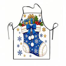 1pc Christmas Santa Claus, Christmas Bell, Christmas Snowflake, Christmas Reindeer, Christmas Tree, Christmas Snowman, Christmas Penguin, Christmas Cartoon Animal Pattern Chef Apron, Apron, Suitable For Home Decor And Kitchen Use. Made Of 100% Polyester Material, Designed As Sleeveless Style, Perfect For Home Kitchen, Outdoor BBQ Cooking. This Printed Apron Is Unisex, Machine Washable And Reusable, Essential Kitchen Accessory - Multicolor - View 13