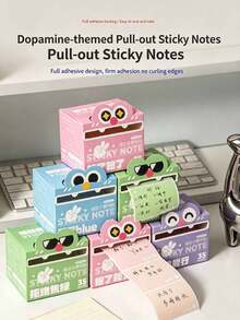 1 pieza Notas adhesivas extraíbles con diseño de monstruo de dibujos animados, dispensador de papel de notas de color macaron, pestañas de índice para tomar notas, marcar y mensajes, regalo de vuelta a la escuela para amigos - Multicolor - Ver 2