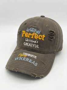 1Pc Women's Distressed Baseball Cap With Colorful Letter Embroidery And Adjustable Buckle Strap For Streetwear Outfits - Embroidered Letter - View 10