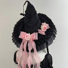 Halloween Witch Hat Comfortable Wizard Hat Party Cosplay Costume Accessory For Women Teens Dark Theme Event Dressingup - Multicolor - View 4