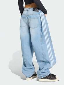 Adidas Celana Jeans Wanita Clover Model Lebar - Potongan Longgar, Melangsingkan, Celana Panjang Kasual - Baby Blue - View 2