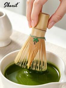 shoxil 1pc Natural Bamboo Matcha Whisk, 100-Prong Handmade Tea Brush With Decorative Pendant, Traditional Matcha Frothing Tool, Creates Delicate Foam, Suitable For Home Tea Table And Matcha Ceremony Practitioners - Whisk - View 1
