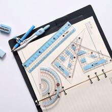 Geometry Drawing Set, Includes Metal Compass, 15cm Ruler, 2 Triangle Rulers, Protractor, Pencil, Eraser And Pencil Sharpener, Portable Storage Box, Suitable For Geometry Drawing, Technical Drawing, Exam Preparation, School And Office Math Measurement Tool Set - Sets - View 4