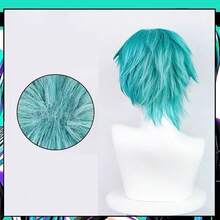 Anime Men's Cosplay Outfit Green Any Size Custom Full Set Perfect Custom Black Jacket With Green Wig,Halloween - Cadet Blue - View 5