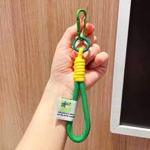 Fashionable Color-Block Braided Rope Keychain, Personalized Handmade Woven Colorful Key Ring, Climbing Carabiner Braided Rope Key Pendant - Hand-woven Rope Keychain - View 16