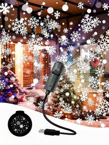 1pc Halloween/Christmas Projection Light, 360° Rotating USB LED Light, No Battery Included, Projecting Snowflake Pattern, Suitable For Bedside Table, Bedroom, Living Room, Ceiling, Wall Decoration, Halloween/Christmas - Black - View 6
