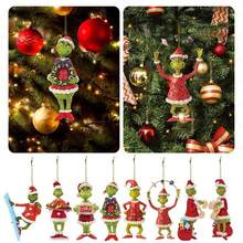 The Grinch 8Pcs Christmas Tree Ornaments: Acrylic Hanging Decorations, Perfect For Home Christmas Party Decorations - Multicolor - View 2