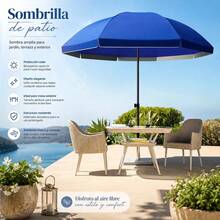 Sjrohe (1.9m X 2.25m) Sombrilla De Playa Jardín, Sombrilla Para Playa, Sombrilla Jardin, Sombrillas Exterior, Global Import Sombrilla De Playa Reforzada, Ideal Para Playa, Jardín, Terraza,Piscina Azul - Azul - Ver 4