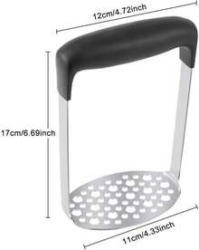Stainless Steel Potato Masher, Black, 12 * 7 * 17 Cm-Ideal For Making Smooth Mashed Potatoes And Vegetable Purées - Black - View 8