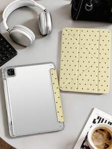 1件極簡黃色波點平板保護殼，適用於 iPad Mini6/7/Air/Air2/9.7/10.2/10.5/10.9 (Air4-Air8)/Pro 11/10th Gen/A16/Pro 11 2024，彩繪圖案平板套，透明壓克力背殼，絲綢質感 8 折疊支架，自動休眠/喚醒，內置筆槽，不含筆，部分機型附相機框 - 彩色 - 查看 7