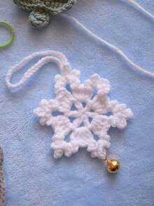 5pcs Handmade Crochet Snowflake Ornaments, Christmas Tree Decorations, Christmas Theme Hanging Decor, Holiday Home Decor, Car Hanging Accessories, Mini Christmas Decorations, Mini Pendants - Multicolor - View 10