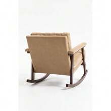 Mid-Century Modern Accent Chair, Wooden Frame Rocking Chair, Upholstered Armchair For Living Room, Reading Chair For Bedroom And Sunroom. - 淺棕色 - 查看 6
