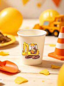 UNICCUT Custom Construction Site Theme Excavator Stickers With Face And Head Features, Personalized Excavator Driver Birthday Party Gift Sealing Labels - Multicolor - View 6