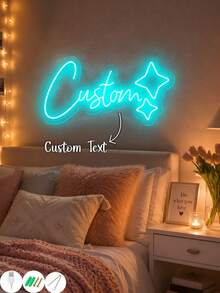 1PC Custom Name Neon Sign Personalized LED Wall Light, Letter Neon Lamp With Star Design, USB Powered Aesthetic Room Decor, Bedroom Wall Decoration, Girls Room Decor, Personalized Gift, Birthday Gift For Friends, Couple Gift, Party Decoration - Multicolor 7 - View 2