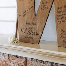 1pc Personalized Wooden Letter Guest Book - Orange, Rustic Bohemian Style, With Custom Initial Decoration, Suitable For Weddings, Graduation Season - Multicolor - View 4