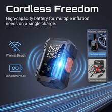 Air Compressor & Inflator Pump 140 PSI Car Air Compressor Pump, Digital Tire Inflator Pump, Portable Car Inflator Pump Suitable For Car Motorcycle LED Light Tire Pump Air Compressor & Inflator Pump, Tire Pump 1500mAh - Black - View 6