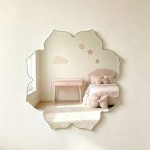 1pc Flower-Shaped Acrylic Mirror Wall Sticker Home Decor, Suitable For Living Room, Bedroom, Bathroom And Other Rooms, Modern Aesthetic Decoration - Silver - View 1