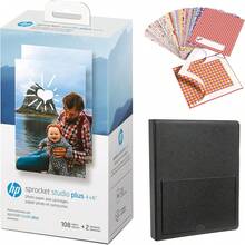 HP Sprocket Studio Plus 4x6 Photo Paper Bundle 108 Sheets, 2 Cartridges, Album, Sticker Frames - 100 Sheets - View 1