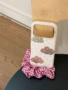 Casing Ponsel Latar Belakang Putih dengan Motif Awan dan Tetesan Hujan Berwarna-warni, Kompatibel dengan Apple 17 Pro Max, 16 Pro, 15, 14, 13, Gaya Segar, Pelindung Anti-Jatuh Lembut Premium untuk Wanita dengan Perlindungan Penuh - Putih - View 12