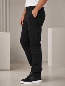 Calça Cargo Masculina Preto Estilo Casual Báscio Chic Moda Gringa Usual Streat Moderna - Preto - Visão 2