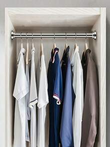 1PC Extra Long No-Drill Installation Stainless Steel Telescopic Shower Curtain Rod, 2.5CM Diameter, Multiple Lengths, Color Options: Silver, Black, White, Grey, Shower Curtain Rod, Curtain Rod, Wardrobe Hanging Rod, Telescopic Rod, Drying Rod, Hanging Rod, Support Rack, Kitchen Utensil Storage Rod, Tension Rod, Spatula Hanging Rod, Spoon Hanging Rod, Cutting Board Hanging Rod, Kitchen Towel Hanging Rod, Whisk Hanging Rod - Multicolor - View 4