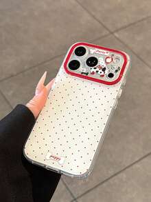 Red Polka Dot Puppy Full Coverage Precision Cutout Phone Case Luxury Rhinestone Bow Silver Glitter Shockproof Phone Case - Polka Dot Design Compatible With Apple 17/17Air/17Pro/17Promax, 16/16Plus/16Pro/16Promax, 15/15Plus/15Pro/15Promax, 14/14Plus/14Pro/14Promax, 13/13Pro/13Promax, 12/12Pro/12Promax, 11/11Pro Max, Dustproof, Popular Anti-Drop - Multicolor - View 4