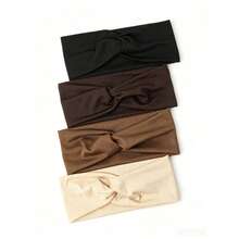 4pcs Solid Color Crisscross Elastic Headband For Daily Use - Multicolor - View 10