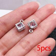 5/10pcs Minimalist Open Frame Geometric Rhinestone Dangle Charms Star Heart Floral Crystal Jewelry Findings For Earrings Bracelets Necklaces - Silver - View 12