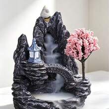 1pc Garden Pond Acrylic Flat Landscape Backflow Incense Burner Waterfall Incense Burner | Suitable For Air Purification Acrylic Craft Home Decor | Handheld Incense Burner, Kitchen, Dining Table Incense Burner, Meditation, Yoga, Sleep - 1PC - View 2