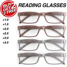4pcs Classic Rectangular Frame Reading Glasses, Matte Frame Design, Suitable For Daily Work Reading , Family Value Pack - 2 Silver Grey + 2 Brown - View 6