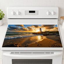 1件裝海灘燈塔日落印花廚房瀝水墊，波浪海灘風景圖案，碗盤瀝水墊，咖啡機墊，廚房檯面裝飾墊，適用於廚房、餐桌與咖啡角落 - 彩色 - 查看 6