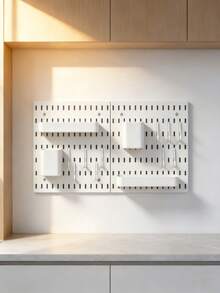 Estantería de almacenamiento de pared con tablero perforado sin taladro, organizador de almacenamiento de pared, estantería de almacenamiento multifuncional con tablero perforado, estantería de almacenamiento con ganchos montada en la pared, estantería de almacenamiento de cocina, estantería de almacenamiento de baño, organizador de pared de dormitorio, tablero de almacenamiento de escritorio, estantería de almacenamiento de herramientas, estantería de almacenamiento de cosméticos, estantería de almacenamiento de especias, organizador de suministros de oficina, estantería de llaves de entrada, estantería de exhibición combinable DIY, tablero de almacenamiento de pared multiusos, adecuado para cocina, baño - Multicolor - Ver 3